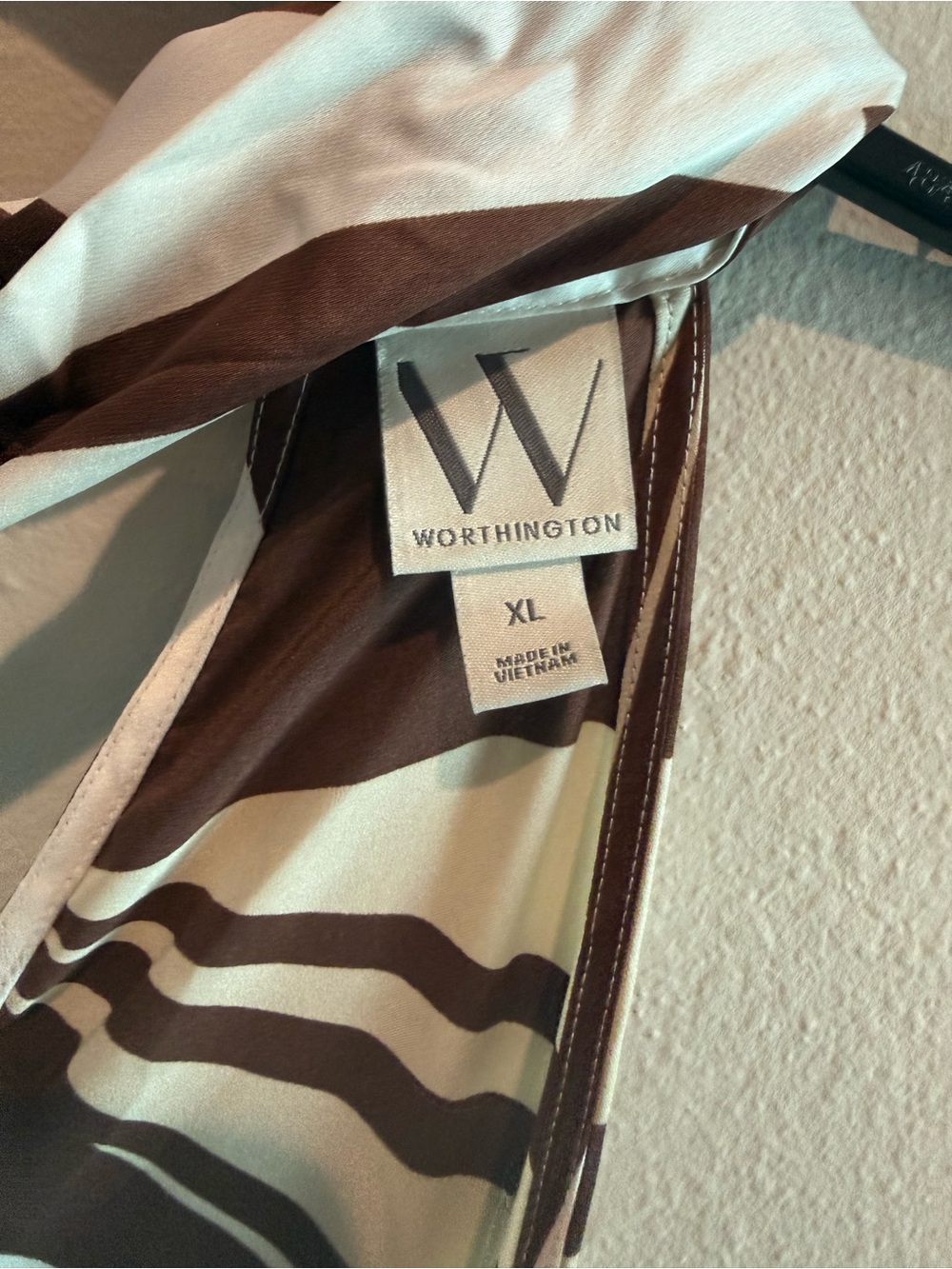 Worthington Brown and Cream Halter-Style Printed Dress - Picture 3 of 4